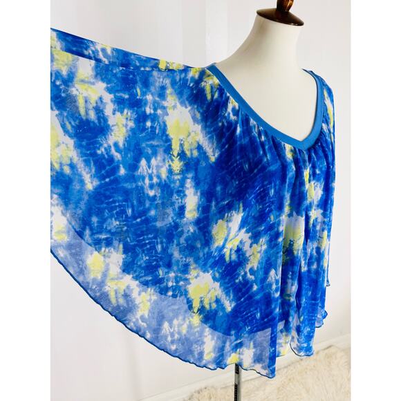 BELLE GRAY by LISA RINNA Women’s Blue Pattern Sheer Top Sz XXS - Picture 5 of 8